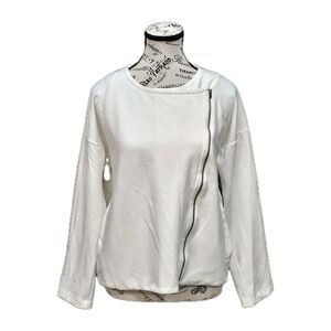 Eileen Fisher Flex Tencel Ponte Asymmetrical Zip Jacket Women S Ivory Moto Biker